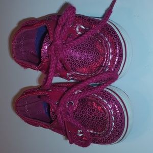 ❤️Sperry Top Sider Baby Girl: 1M Bahama Crib pink sequin